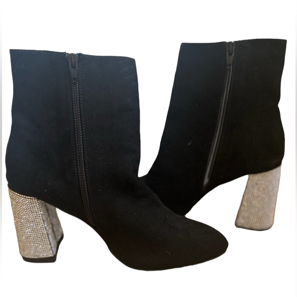 Velvet Rhinestone Booties - Picture 2 of 2